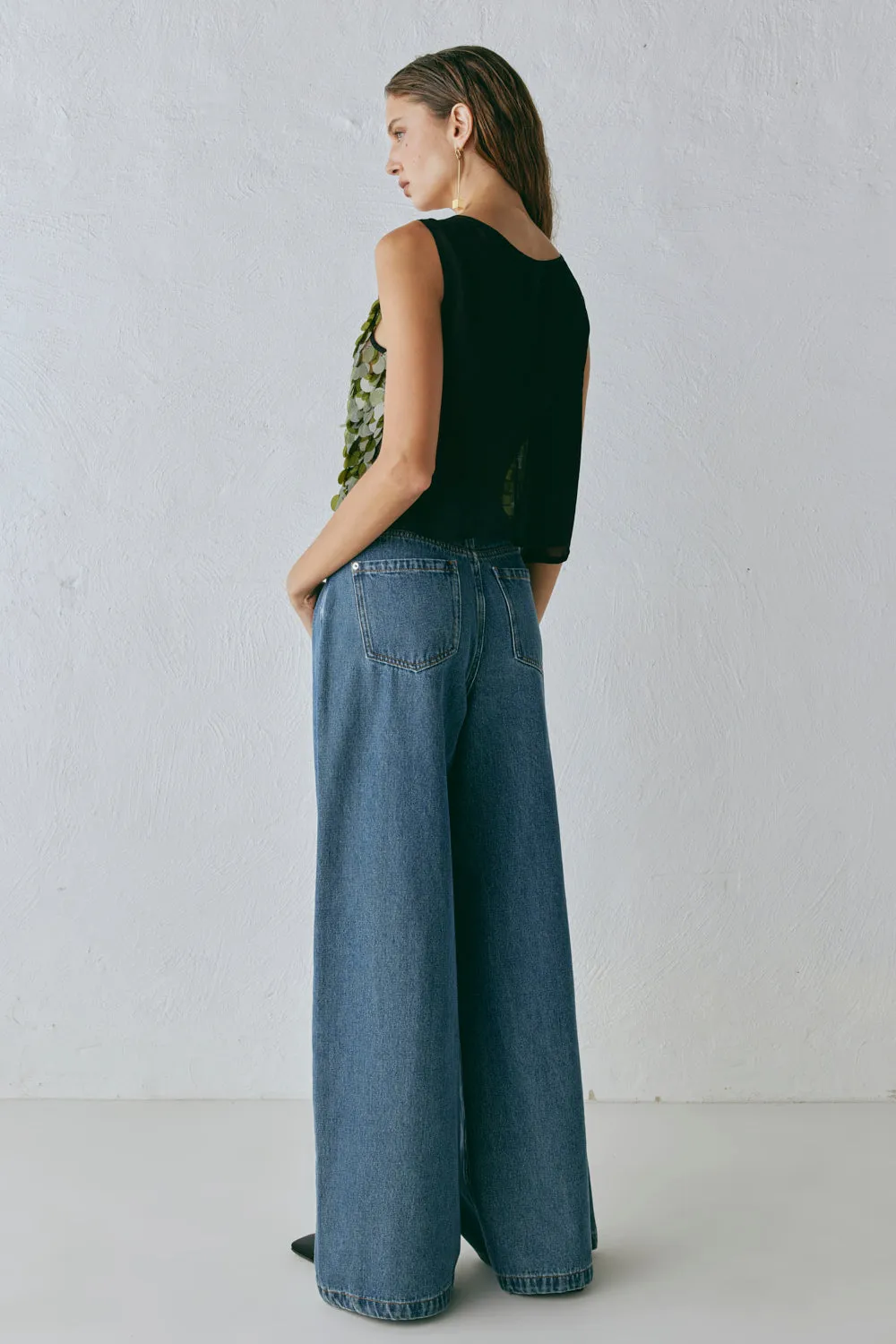 Anok Sequin Top Olive