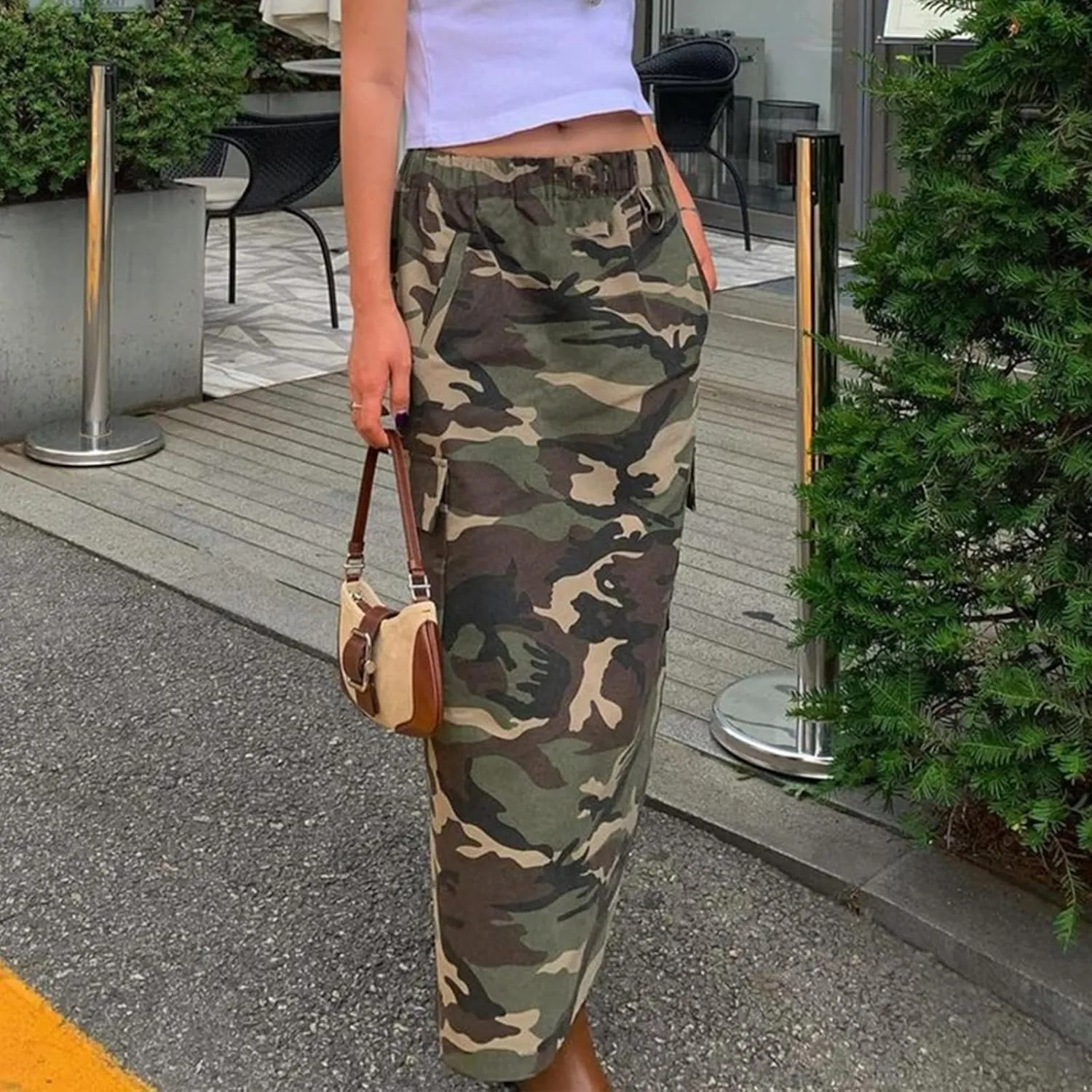 Camo Skirts for Women Fashion Casual Cargo Skirt with Pockets Y2K Street