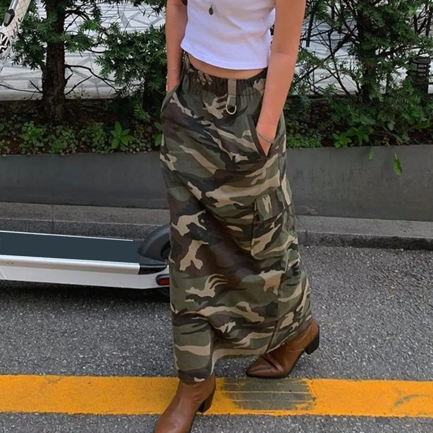 Camo Skirts for Women Fashion Casual Cargo Skirt with Pockets Y2K Street