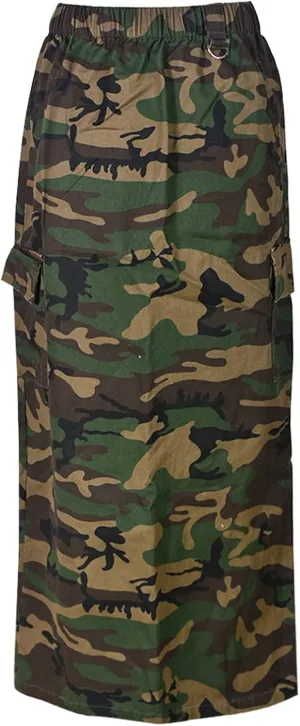 Camo Skirts for Women Fashion Casual Cargo Skirt with Pockets Y2K Street