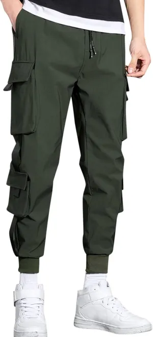 Cargo Sweatpants for Men Big and Tall Cargo Pants Outdoor Drawstring Elastic Waist Running Joggers Men's Heavyweight