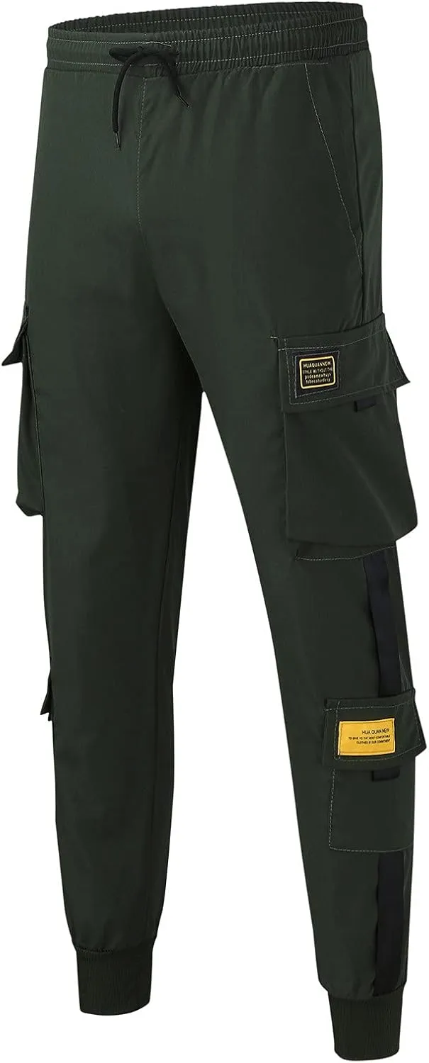 Cargo Sweatpants for Men Big and Tall Cargo Pants Outdoor Drawstring Elastic Waist Running Joggers Men's Heavyweight