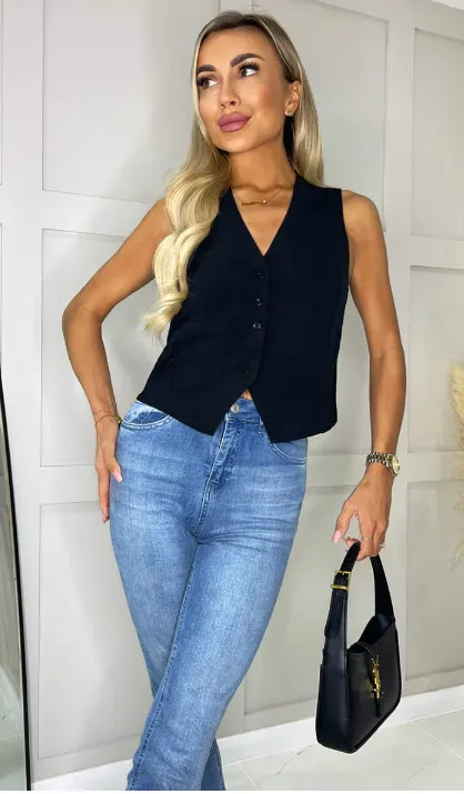 Catherine Black Tailored Waistcoat