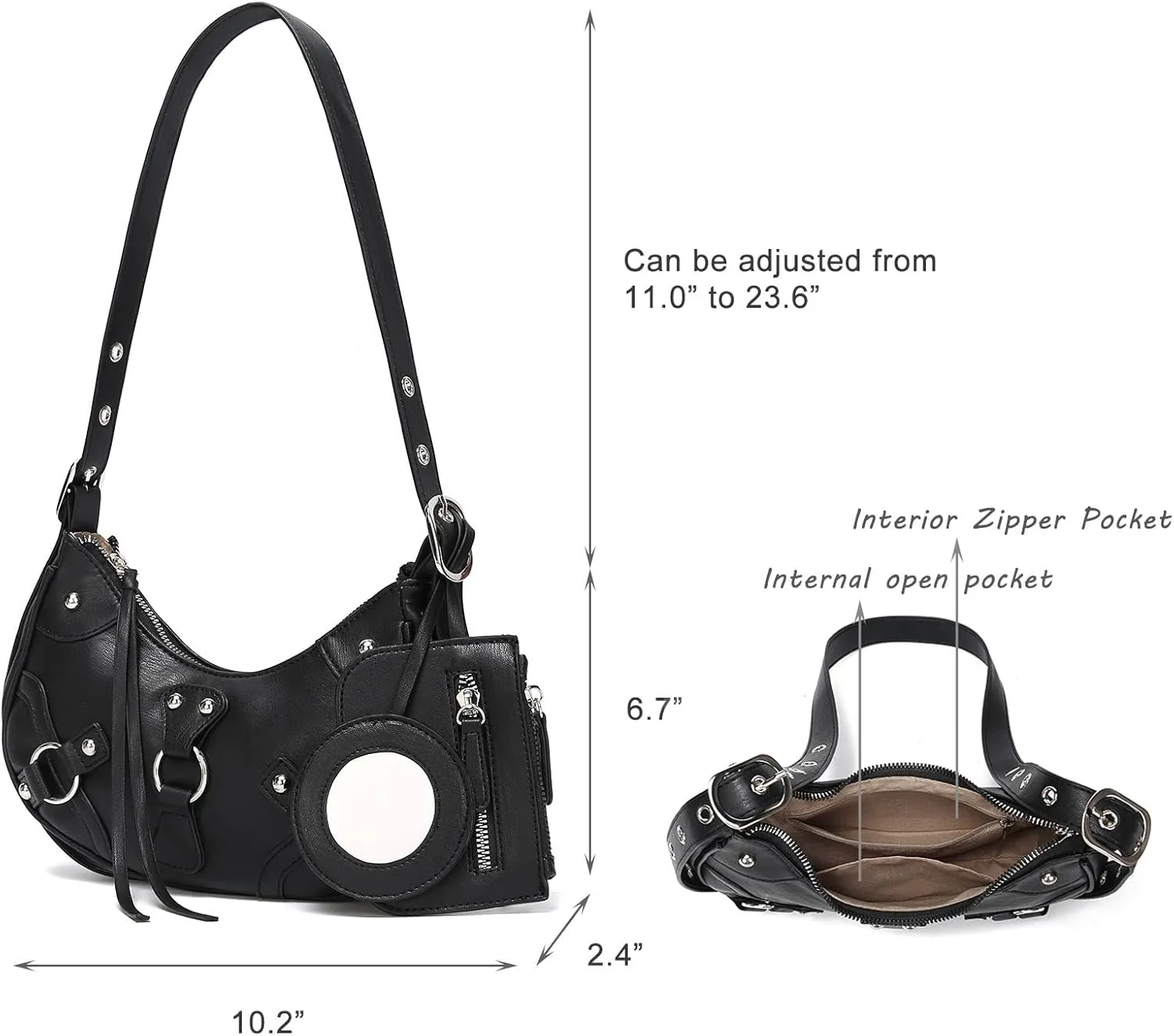 CATMICOO Shoulder Bag Y2K Purse: Cute 90s Punk Underarm Purse