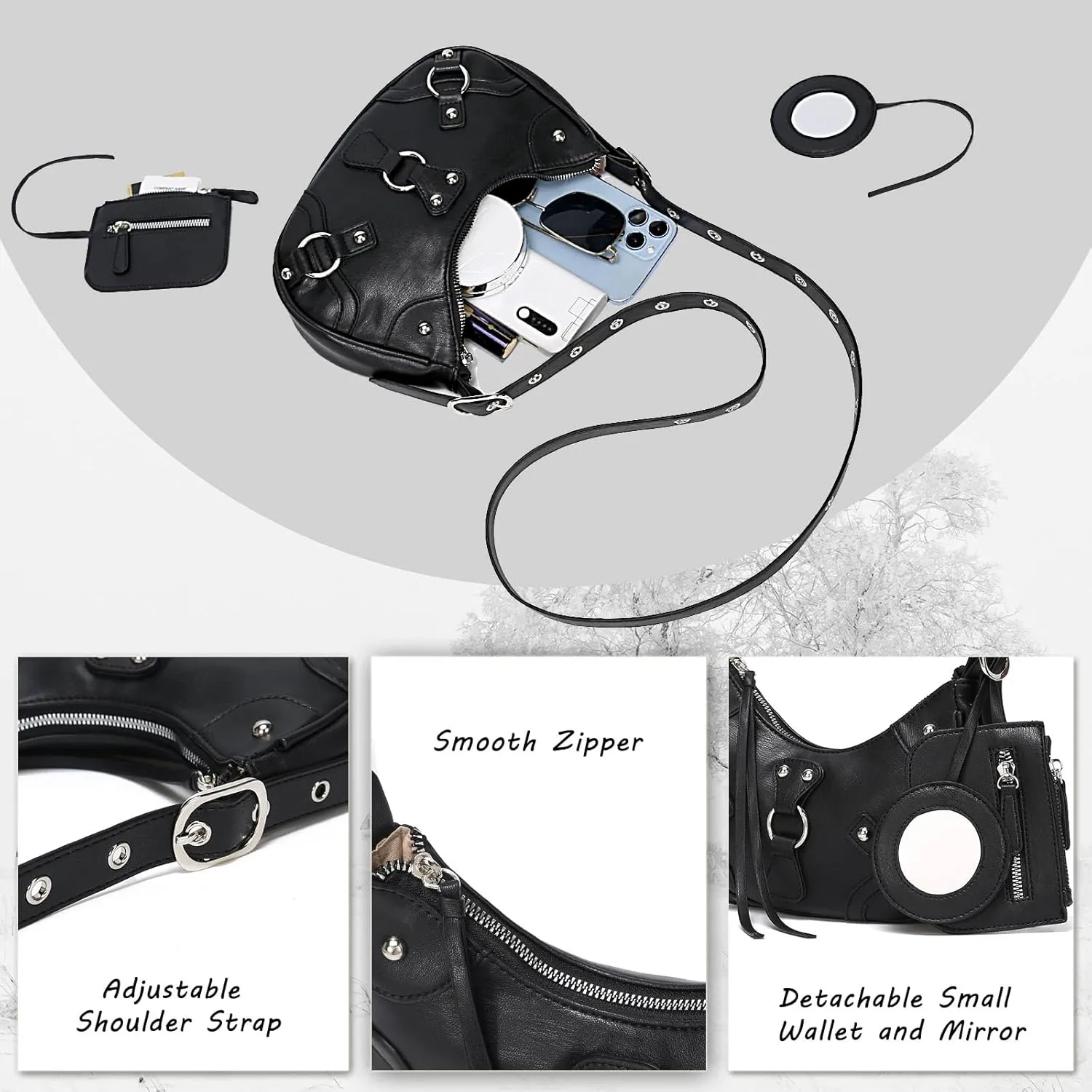 CATMICOO Shoulder Bag Y2K Purse: Cute 90s Punk Underarm Purse