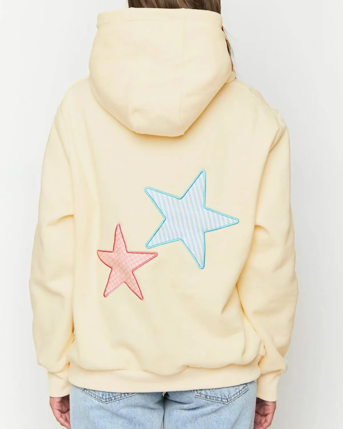 Cioatin Women Oversized Star Embroidery Graphic Hoodies Cute Y2K Aesthetic Long Sleeve Fleece Hooded Sweatshirt Fall Pullover
