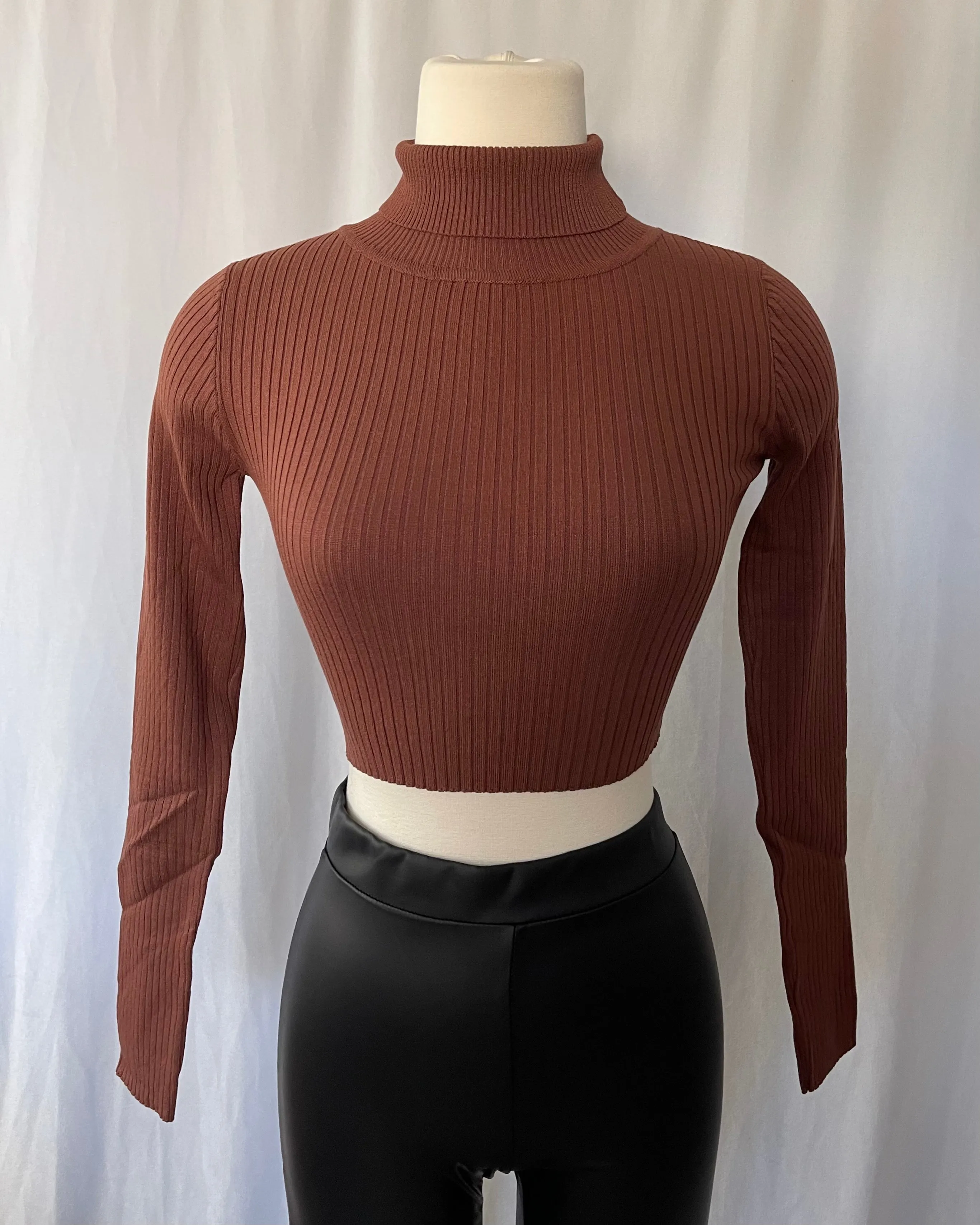 Denise Turtle Neck Top (Cocoa)