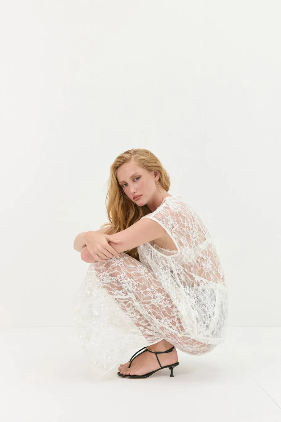 Devyn Sequin Top White
