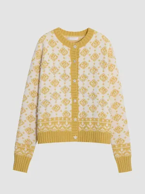 Diamond Grid Knitted Studded Cardigan