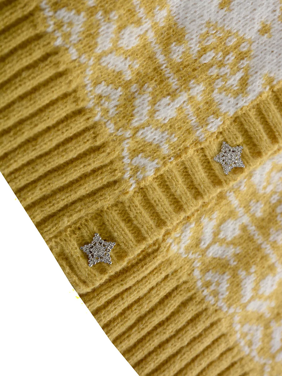 Diamond Grid Knitted Studded Cardigan