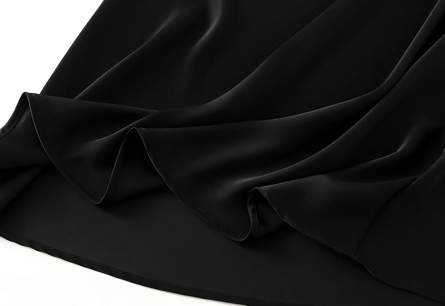 ebossy Women's Elegant Satin Silk Fishtai Skirt A-line Slim Flared Mermaid Mid Long Skirt