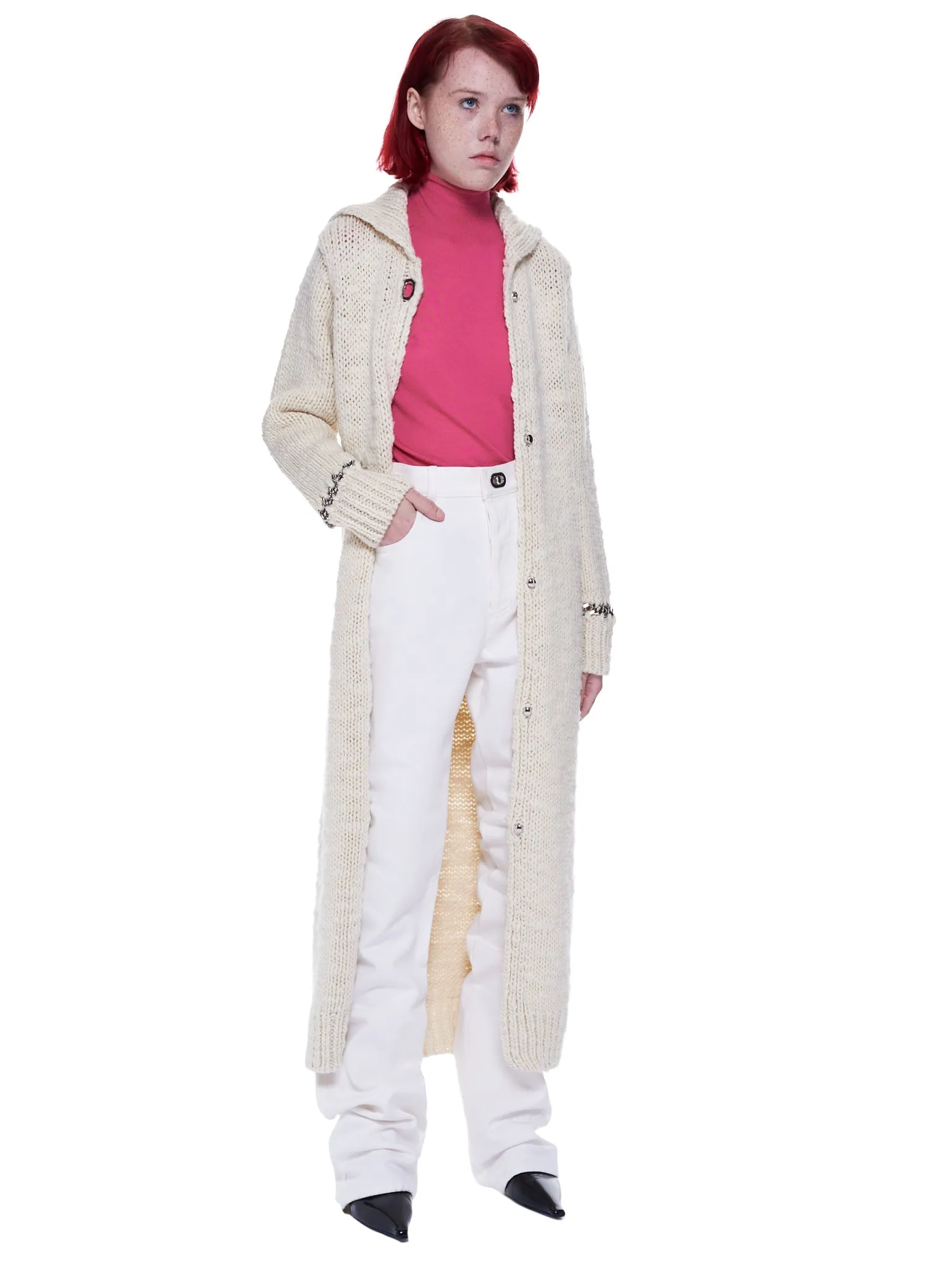 Elongated Knitted Cardigan (642899V07P0-9609-ECRU)