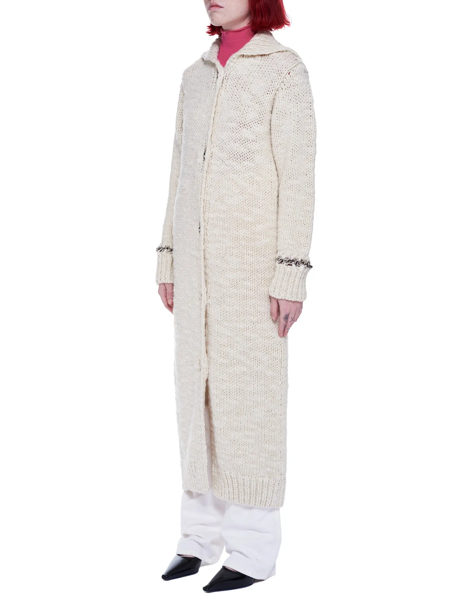Elongated Knitted Cardigan (642899V07P0-9609-ECRU)