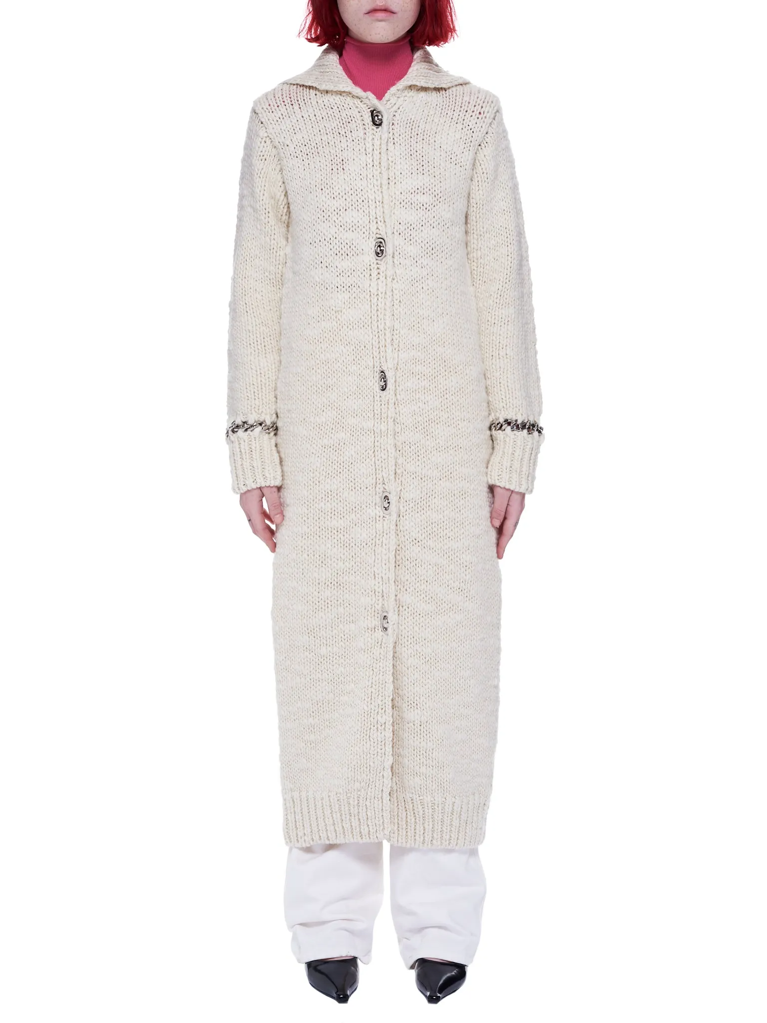 Elongated Knitted Cardigan (642899V07P0-9609-ECRU)