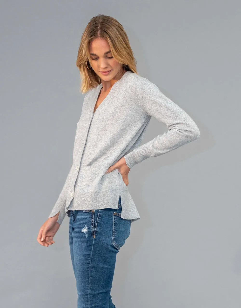 Every Day V Neck Cardigan in Platinum