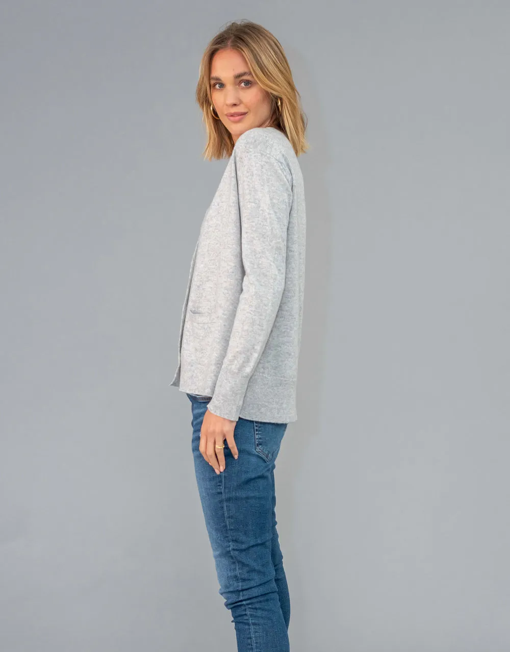 Every Day V Neck Cardigan in Platinum
