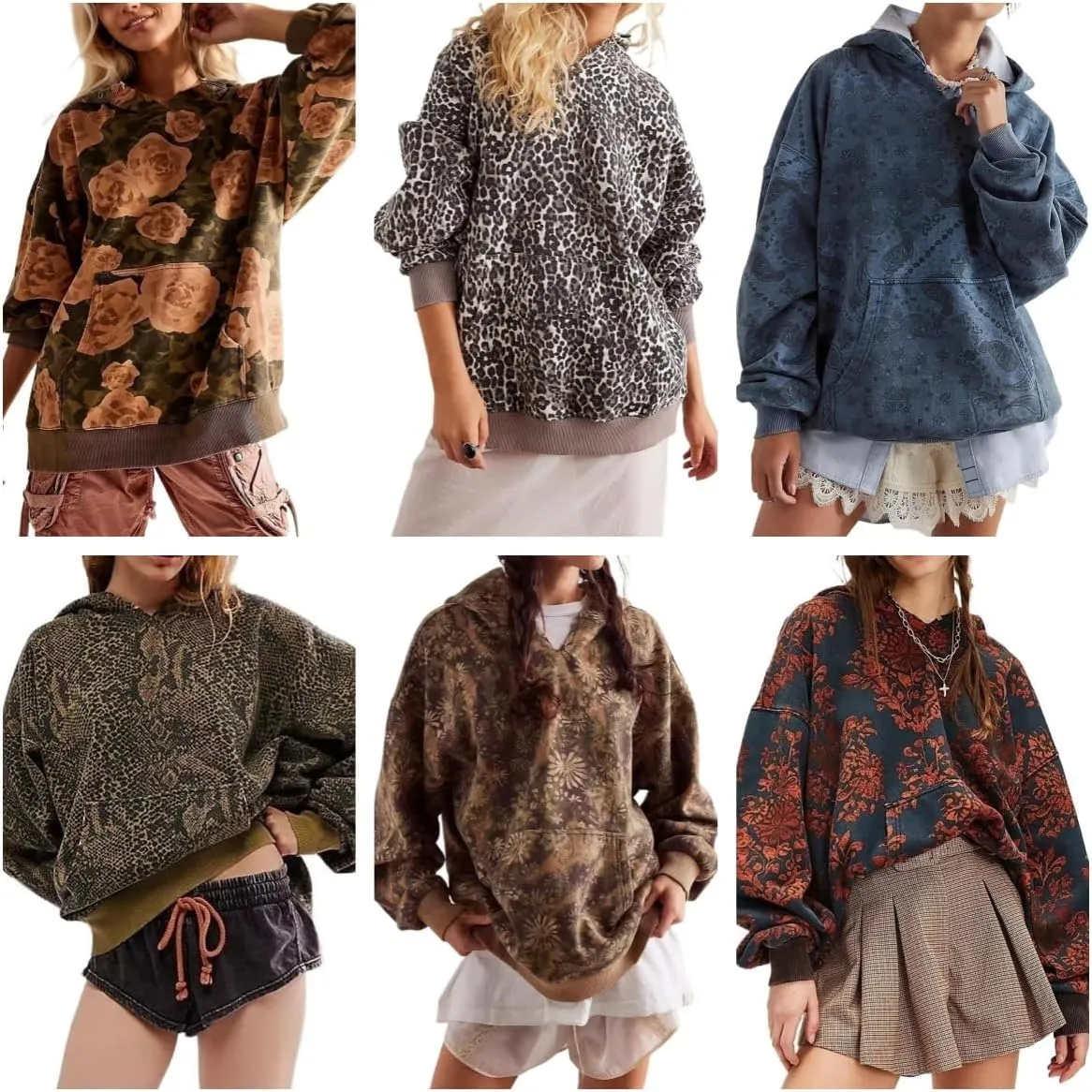 GGOOB Y2k Oversized Hoodies Women Vintage Camo Cheetach Print Hoodie Trendy Pullover Graphic Hooded Sweatshirt