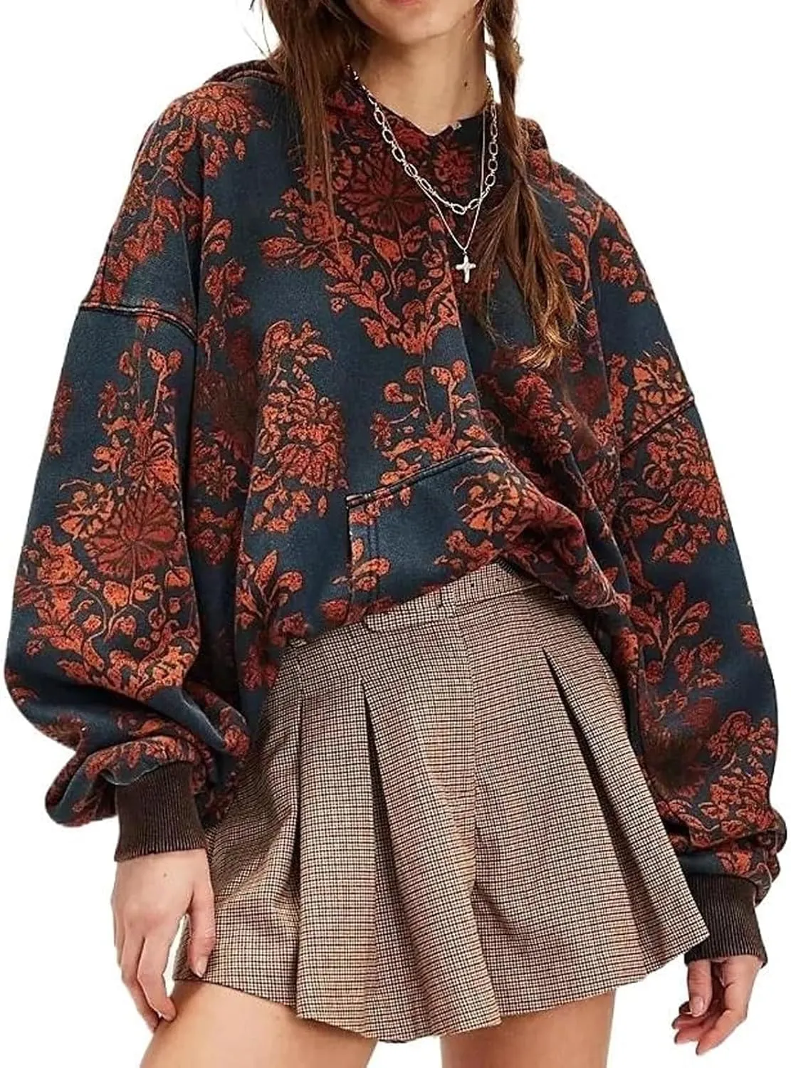 GGOOB Y2k Oversized Hoodies Women Vintage Camo Cheetach Print Hoodie Trendy Pullover Graphic Hooded Sweatshirt