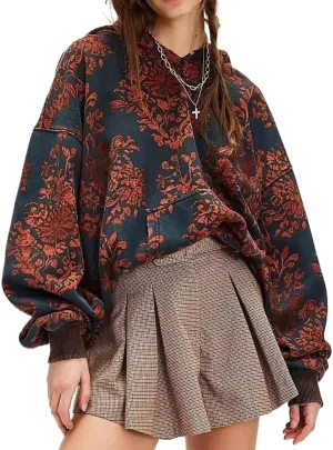 GGOOB Y2k Oversized Hoodies Women Vintage Camo Cheetach Print Hoodie Trendy Pullover Graphic Hooded Sweatshirt