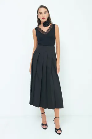 High-waisted pleated midi skirt wholesale