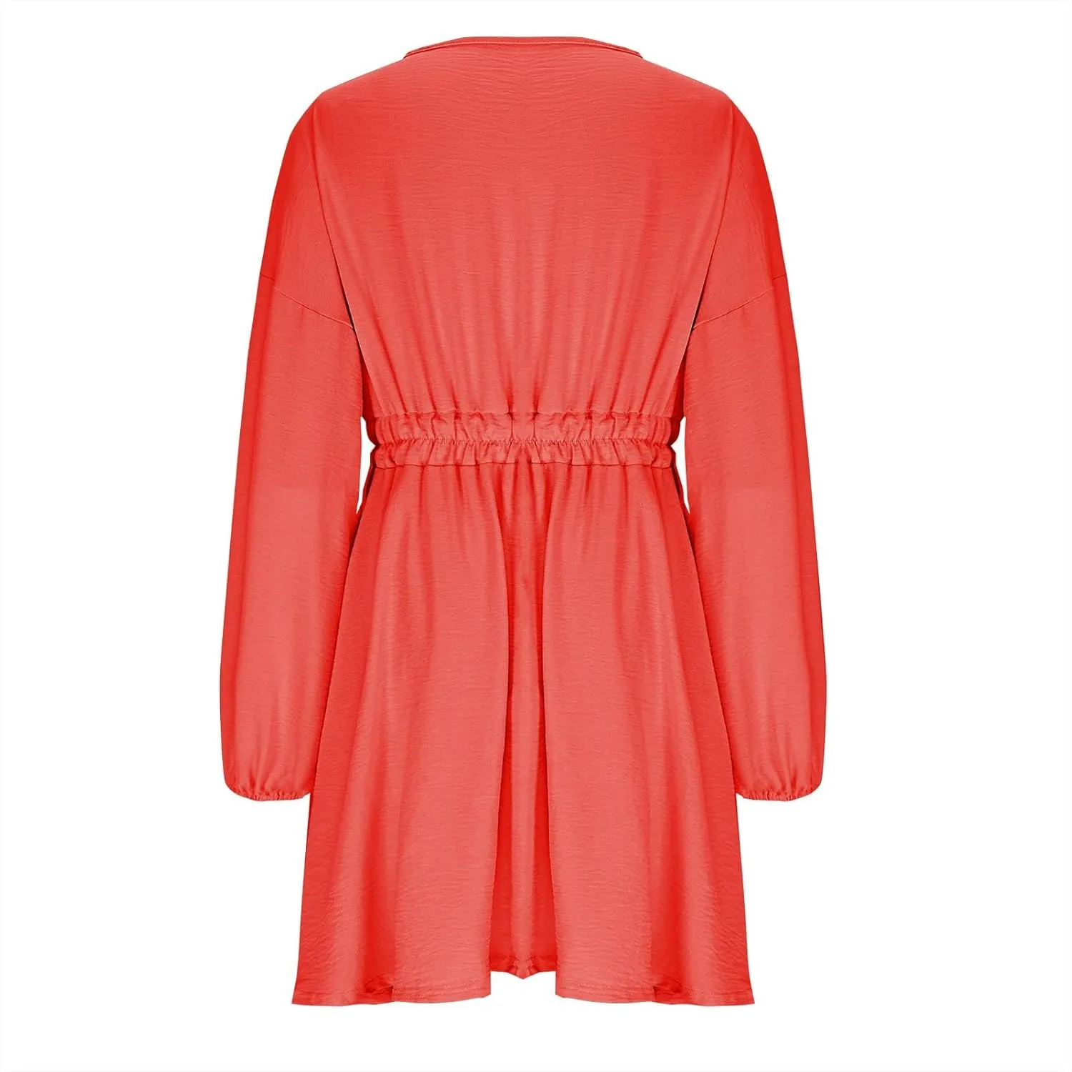 hlysgo Summer Dresses for Women 2025 Casual Loose Fit Lantren Long Sleeve V Neck Mini Dress A-Line Swing Short Beach Dress