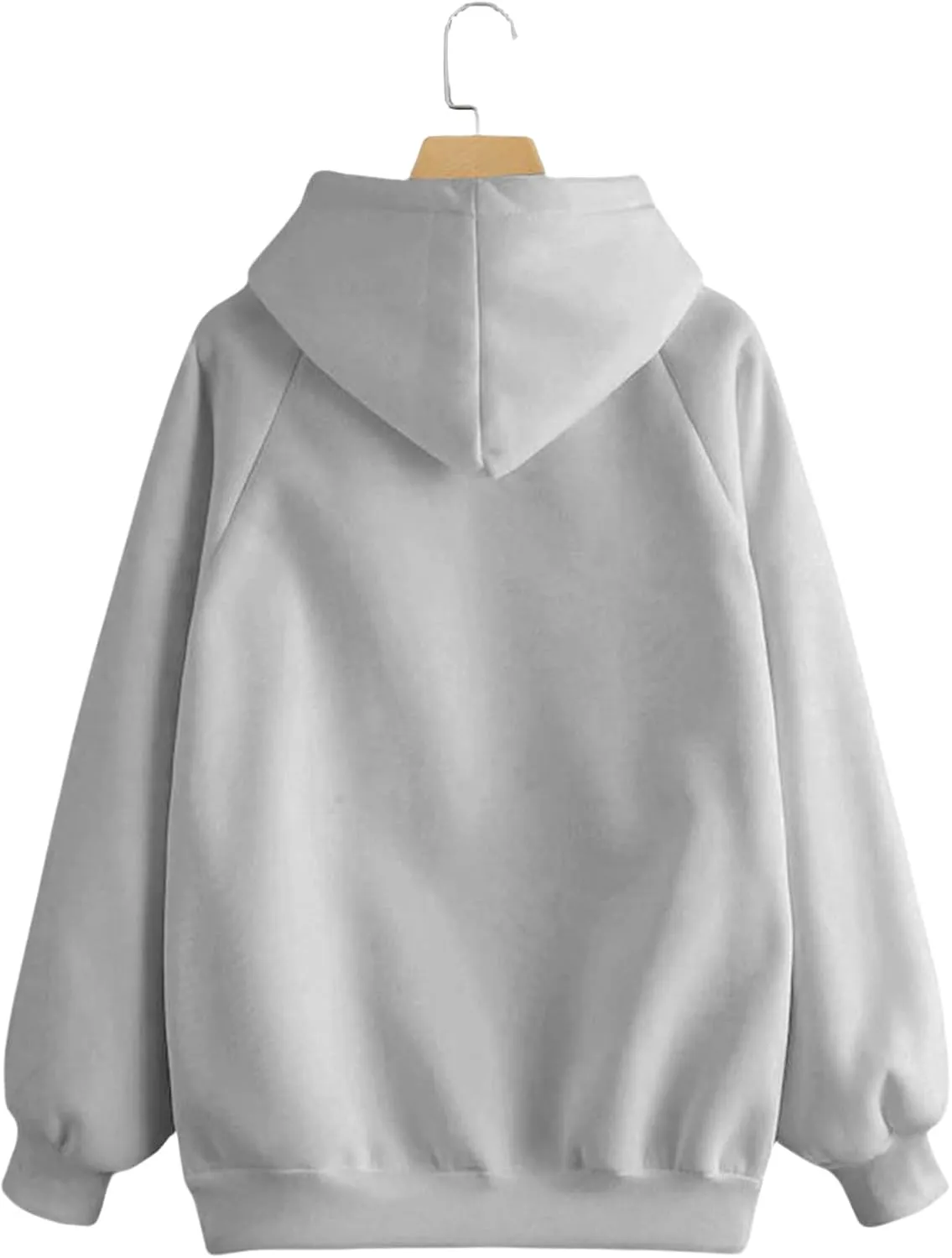 Hoodies for Women Pullover Basic Solid Long Sleeve Crewneck Sweatshirts for Teens Girls Oversized Hooded Tops