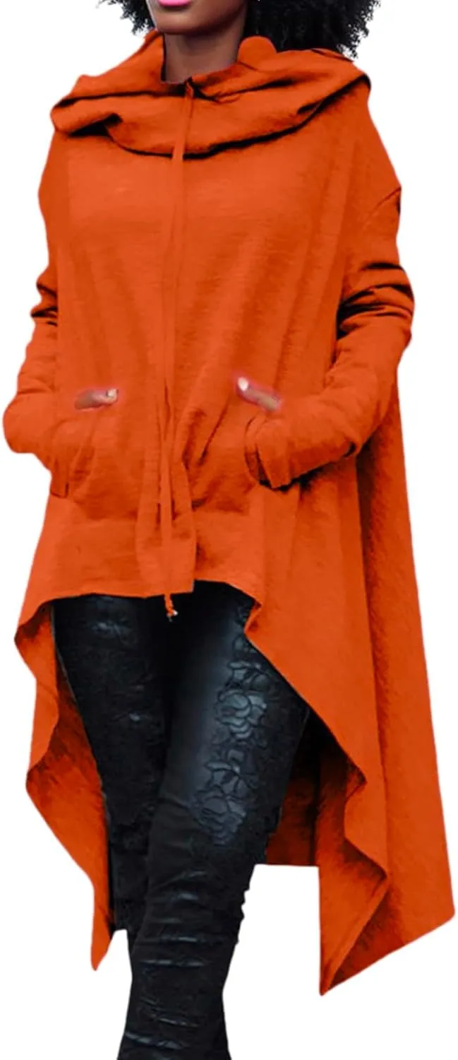 Hoodies For Womens Vintage Long Sleeve Pullover Oversize Long Sleeve Hoodies Pockets Sweatshirt Solid Color Hoodies
