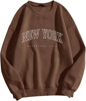 iLH Womens Oversized Hoodies Letter Printed Solid Color No Hood Pullover Sweatshirts For Women Streetwear Leisure Hoodies