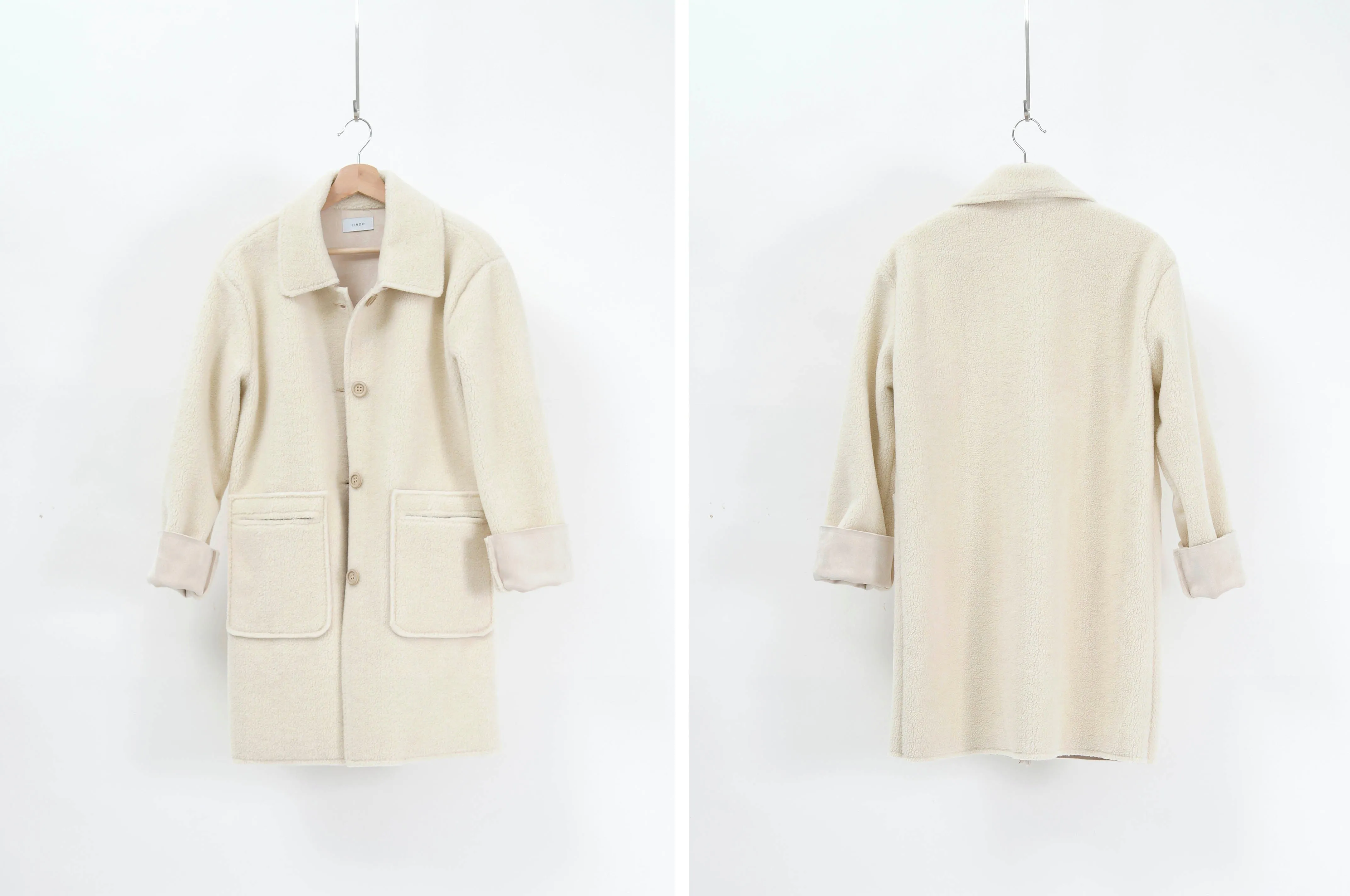 Ivory double sided faux fur coat