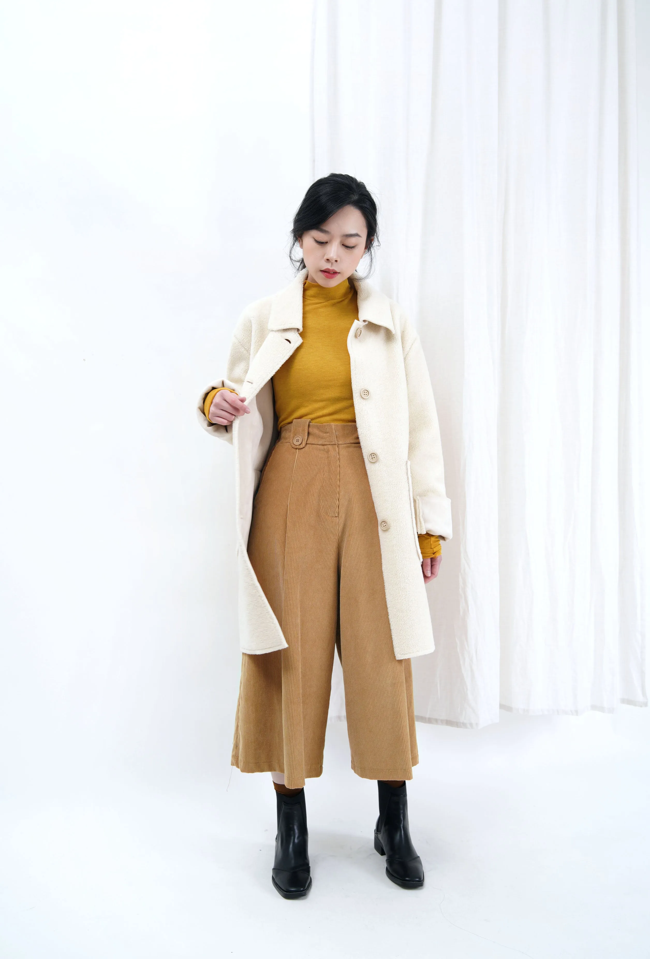 Ivory double sided faux fur coat