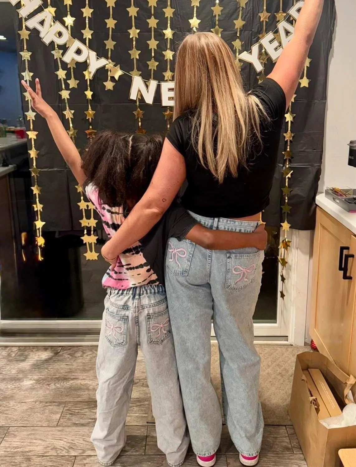 Jeans for Girls Baggy Wide Leg Cute Bow High Elastic Waisted Denim Pants Y2K Boyfriend Skater Streetwear 7-14Y