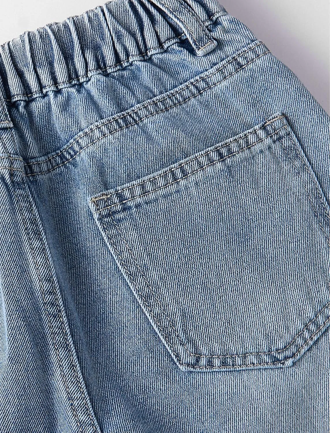 Jeans for Girls Baggy Wide Leg Cute Bow High Elastic Waisted Denim Pants Y2K Boyfriend Skater Streetwear 7-14Y