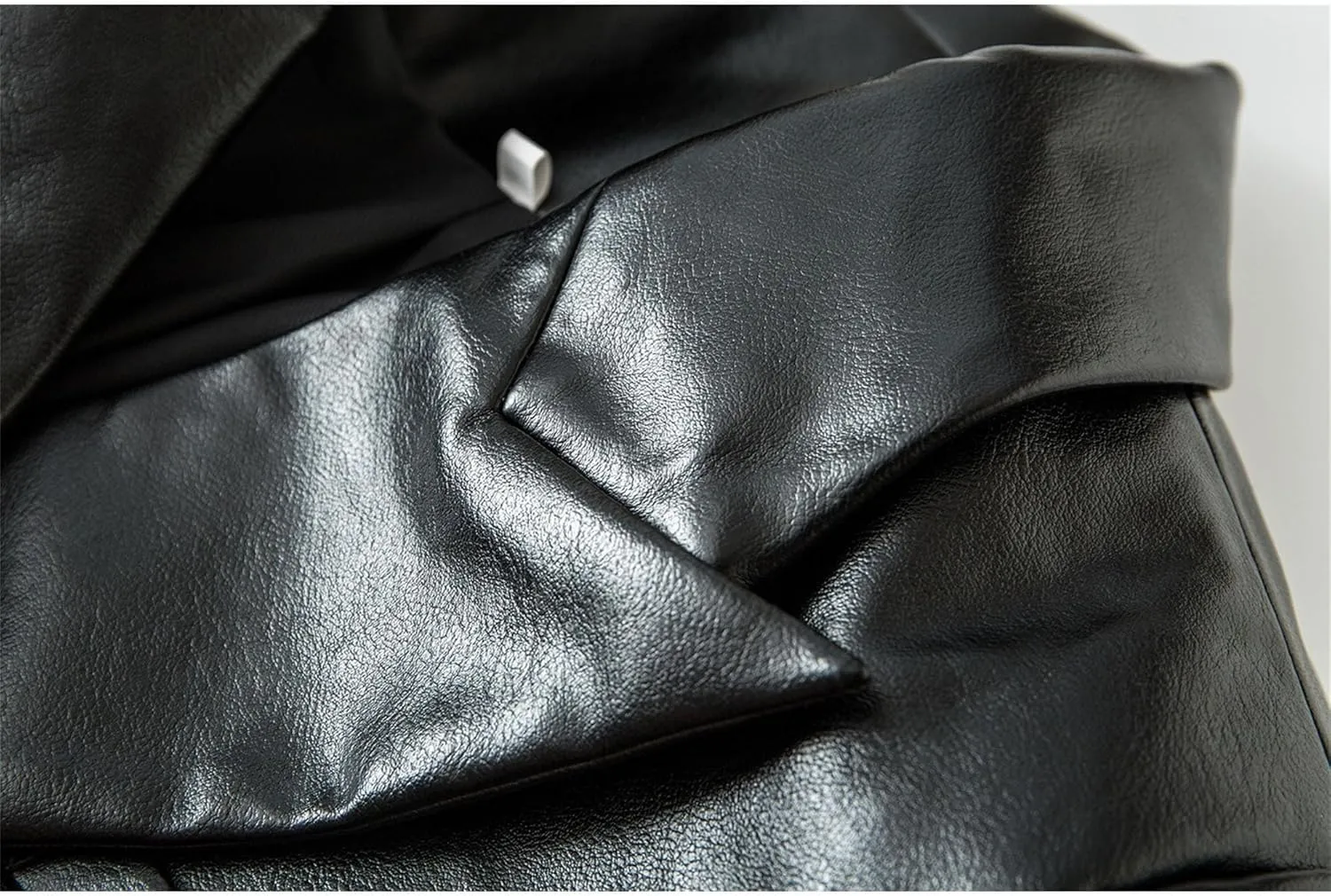 JEKE-DG Women's Blazer Collar Button Down Coat Vintage Faux Leather Coat Jacket Slim Fit Solid Outdoor Outerwear