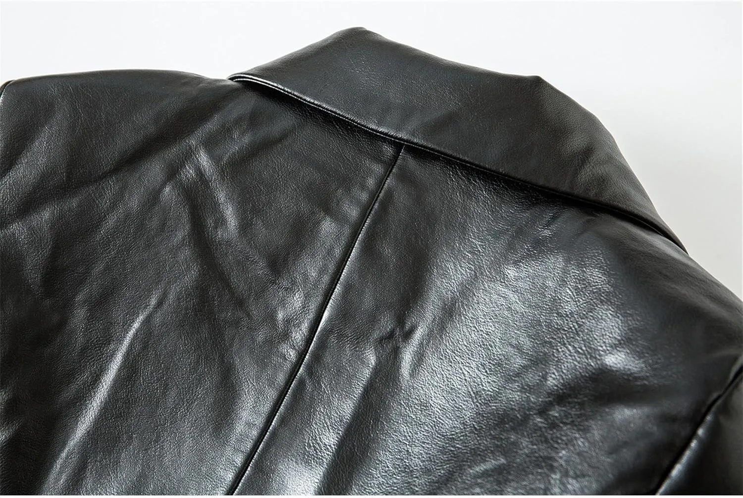 JEKE-DG Women's Blazer Collar Button Down Coat Vintage Faux Leather Coat Jacket Slim Fit Solid Outdoor Outerwear