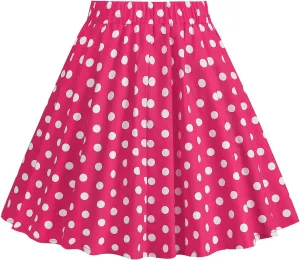 Kid Girls Summer Vintage Polka Dots A Line Knee Length Skirt