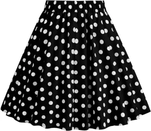Kid Girls Summer Vintage Polka Dots A Line Knee Length Skirt