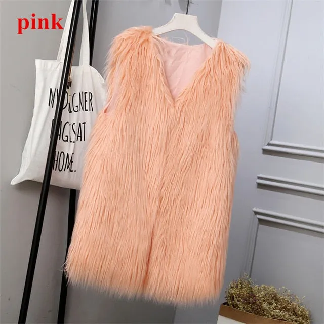 Lambs wool Coat Purple Long Faux Fur Vest Women
