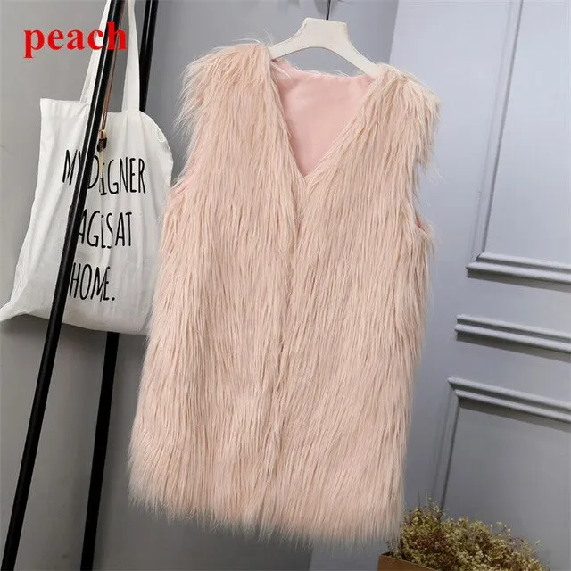 Lambs wool Coat Purple Long Faux Fur Vest Women