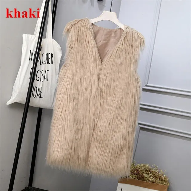 Lambs wool Coat Purple Long Faux Fur Vest Women