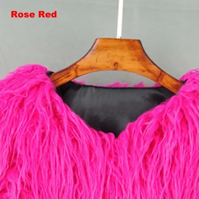 Lambs wool Coat Purple Long Faux Fur Vest Women