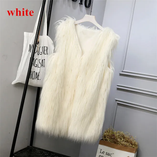 Lambs wool Coat Purple Long Faux Fur Vest Women