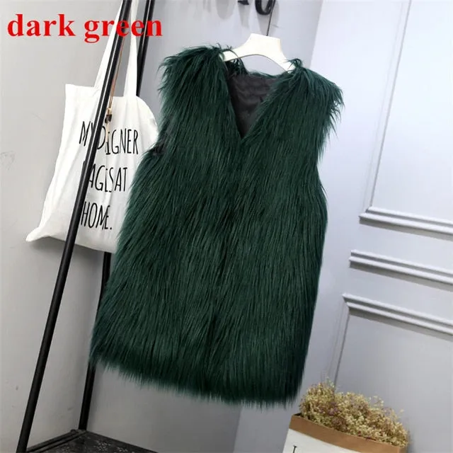 Lambs wool Coat Purple Long Faux Fur Vest Women