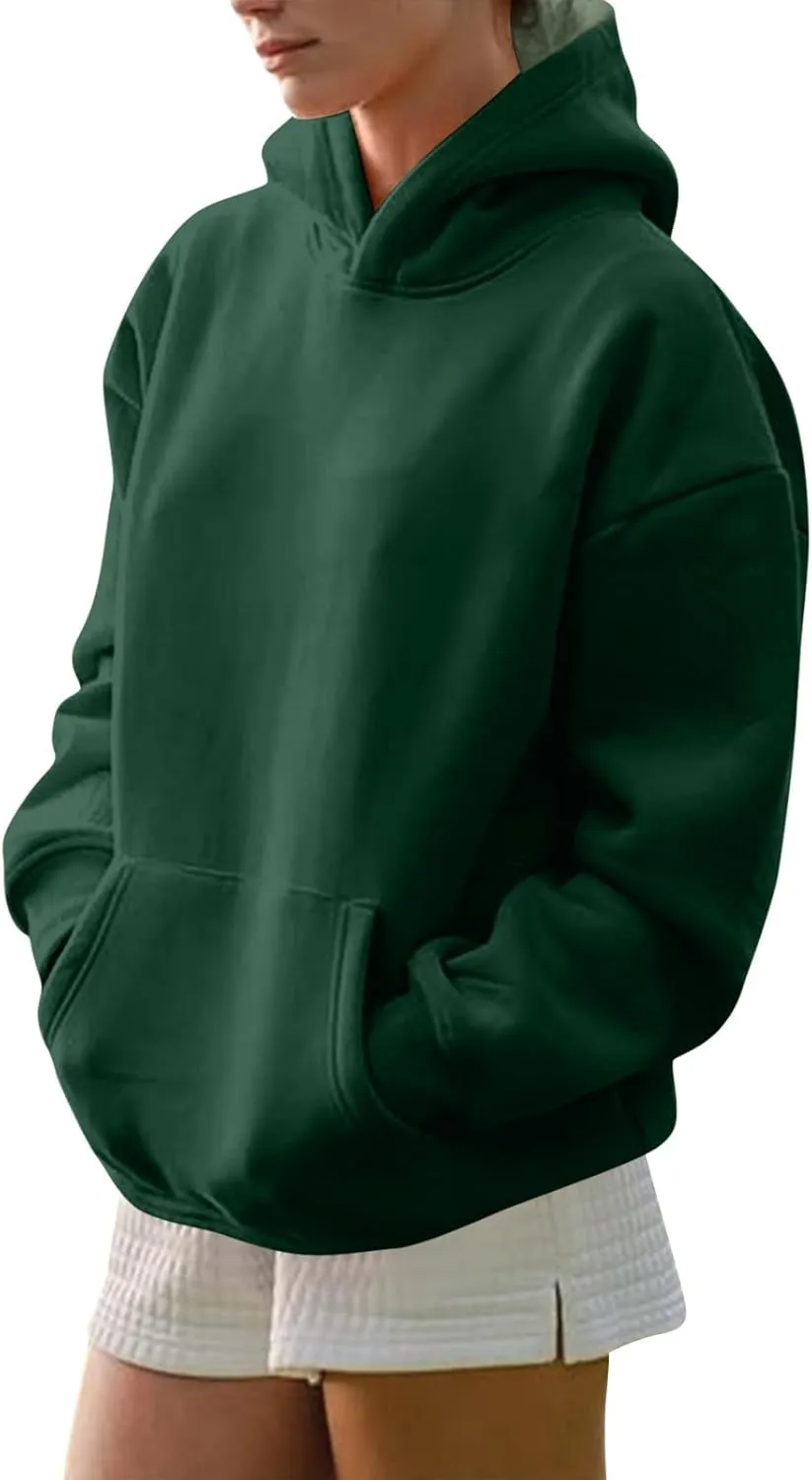 lcyhony Fleece Plus Size Hoodies for Women Trendy Fall Long Sleeve Pullover Sweatshirts Winter Warm Comfy Coats with Pockets