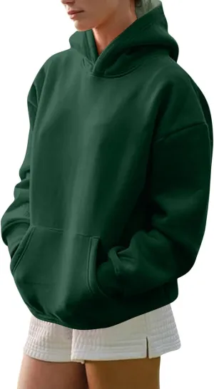 lcyhony Fleece Plus Size Hoodies for Women Trendy Fall Long Sleeve Pullover Sweatshirts Winter Warm Comfy Coats with Pockets