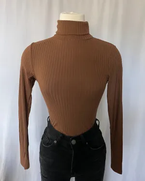 Leena Turtle Neck Bodysuit (Brown)
