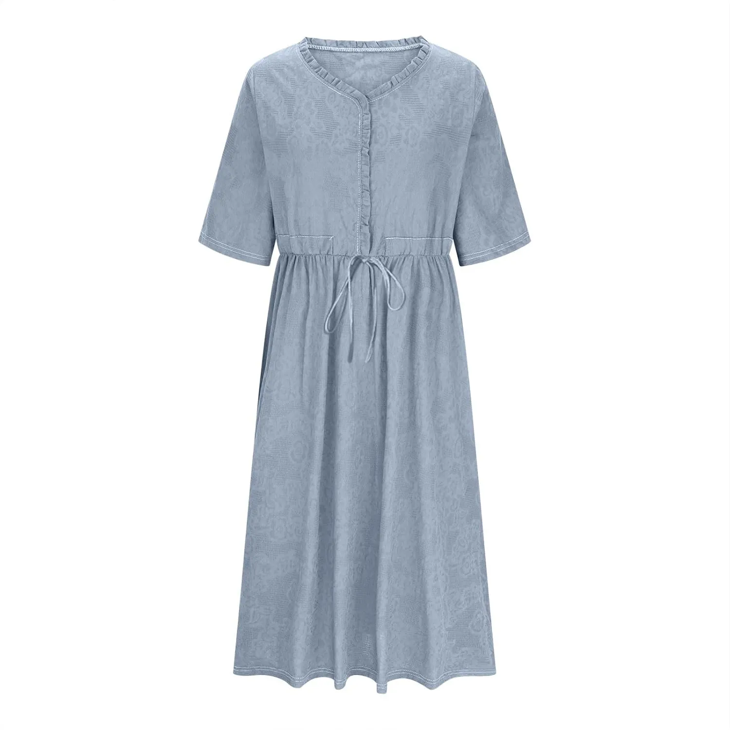 Linen Dresses for Women 2025 Summer Long Maxi Dress Short Sleeve Button Down Tshirt Sundresses Boho Beach Outfits