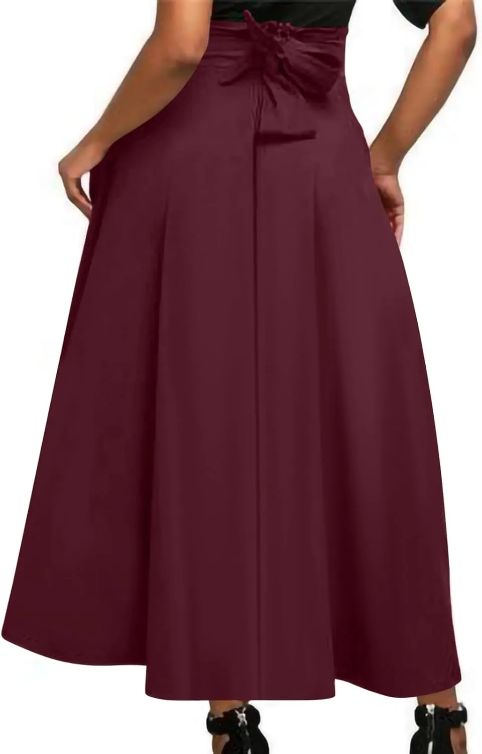 Long Skirts for Women Summer Vintage High Waist Maxi Skirt with Slit Casual Flowy Beach Wrap Skirt with Belt Pockets