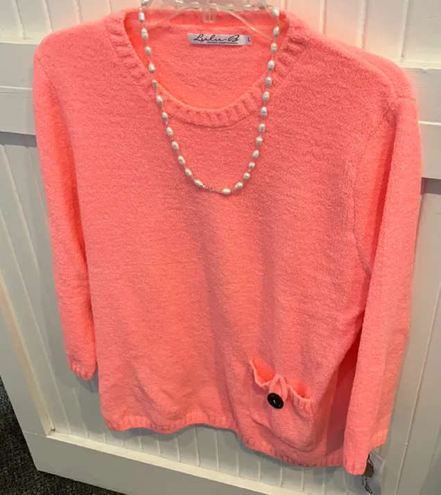 LuluB Chenille Pull Over Top with Pocket