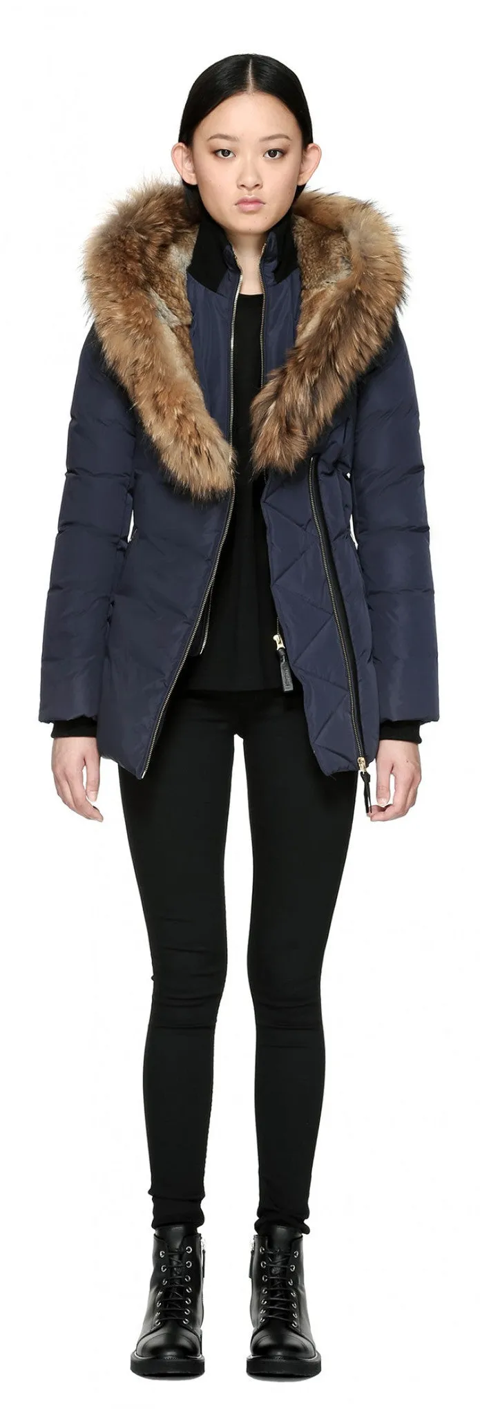Mackage Akiva Ink Long Wool Blend Statement Coat - Chic Outerwear for Stylish Layering