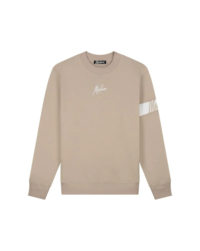 Malelions Men Captain Sweater 2.0 | Taupe/White